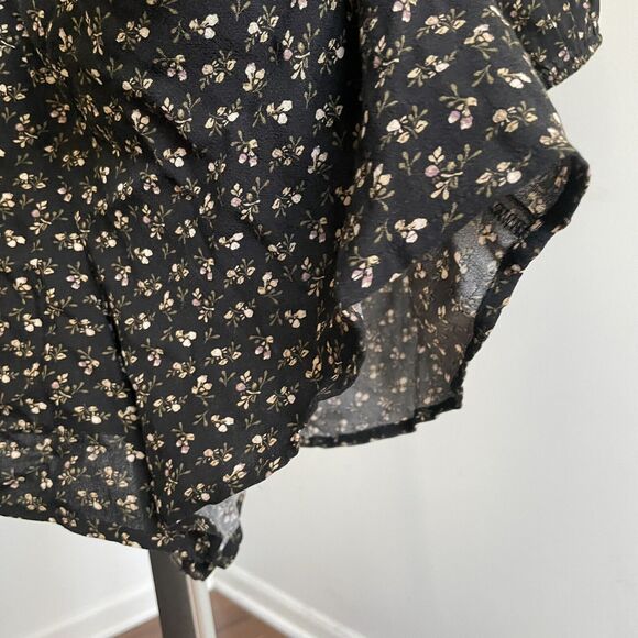 American Eagle Women Romper Dress Black Floral w/ Pockets Size Medium M - Picture 4 of 12